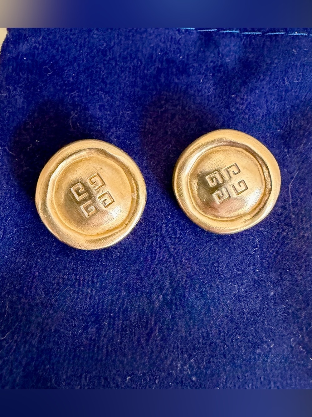 Givenchy clip-on earrings brushed gold-tone finish signature 4G monogram Round